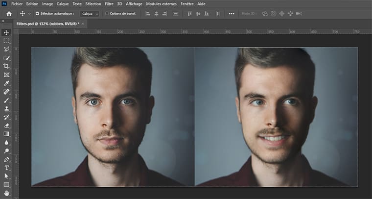 utilisation de filtres sur Photoshop