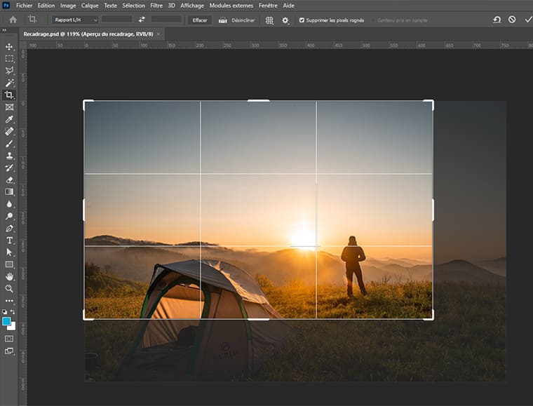 Outil recadrage Photoshop