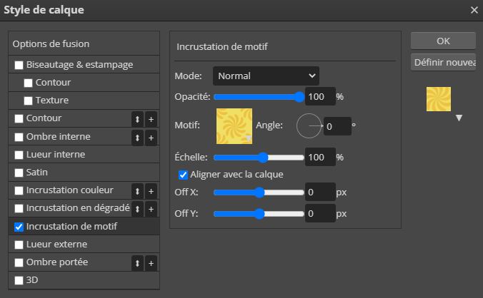Incruster un motif avec l'option style de calque Incruster un motif avec l'option style de calque
